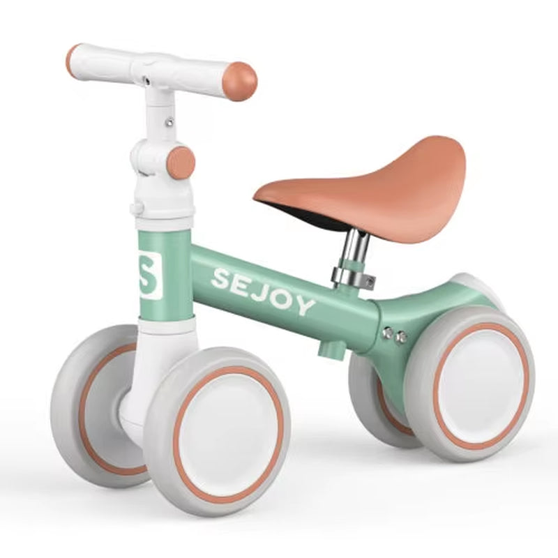 SEJOY Toddler Balance Bike with Four Wheels - Ideal Walker Bicycle Toy for Ages 1-3, Available in Three Colors, Perfect Birthday Gift for Boys and Girls