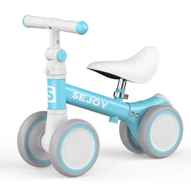 SEJOY Toddler Balance Bike with Four Wheels - Ideal Walker Bicycle Toy for Ages 1-3, Available in Three Colors, Perfect Birthday Gift for Boys and Girls