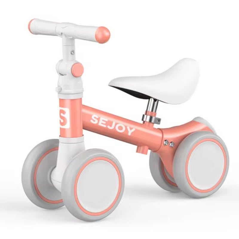 SEJOY Toddler Balance Bike with Four Wheels - Ideal Walker Bicycle Toy for Ages 1-3, Available in Three Colors, Perfect Birthday Gift for Boys and Girls